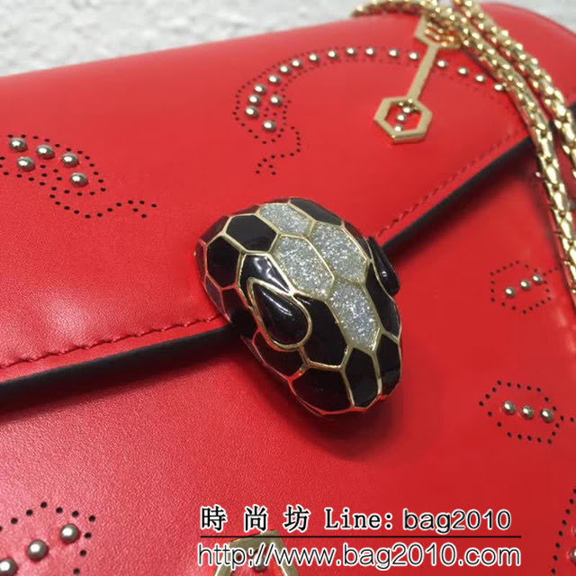 BVLGARI寶格麗 Serpenti Forever 心形靈蛇圖 小牛皮翻蓋包 285884 FYD1077